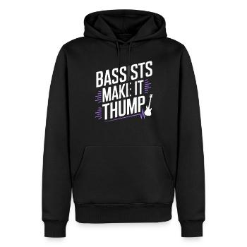 Basse, Guitariste, Musicien, Matériel, Funk, Rock, Jazz - Sweat à capuche Premium bio Homme - noir - Devant - Nico (187cm)
