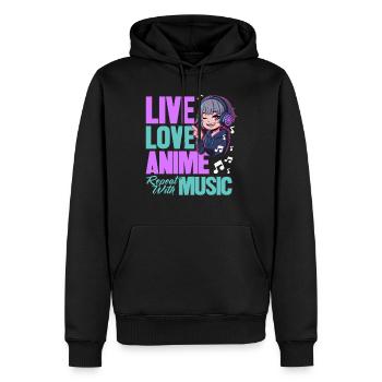 Anime et musique Kawaii - Sweat à capuche Premium bio Homme - noir - Devant - Nico (187cm)