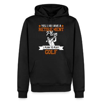 My retirement plan is to play golf - Men’s Premium Organic Hoodie - black - Front - Nico (187cm)