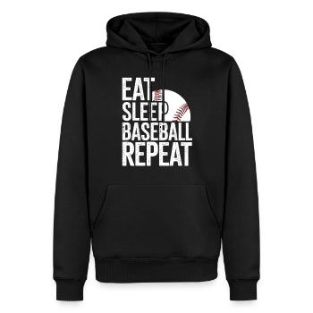 Manger dormir baseball répéter - Sweat à capuche Premium bio Homme - noir - Devant - Nico (187cm)