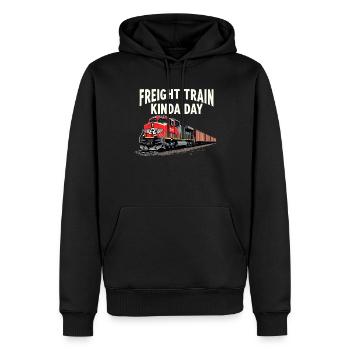 Trajet en train - aventure en locomotive - Sweat à capuche Premium bio Homme - noir - Devant - Nico (187cm)