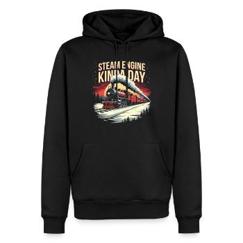 Trajet en train - aventure en locomotive - Sweat à capuche Premium bio Homme - noir - Devant - Nico (187cm)