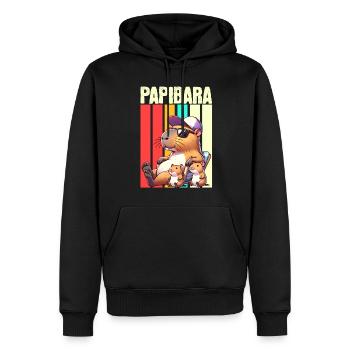 Papibara Capybara Papa Vater - Männer Premium Bio Hoodie - Schwarz - Vorne - Nico (187cm)