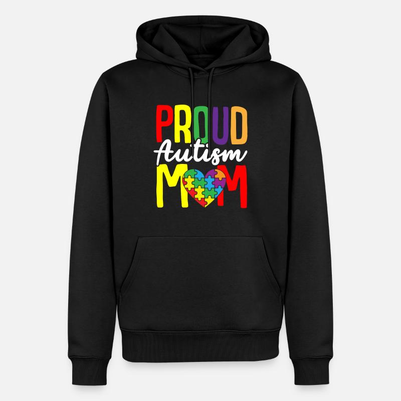 Puzzle de l’autisme - Fière mère autiste - Sweat à capuche Premium bio Homme - noir