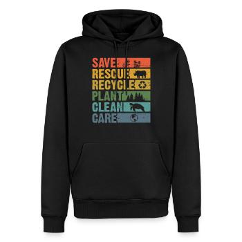 Jour de la Terre - Sweat à capuche Premium bio Homme - noir - Devant - Nico (187cm)