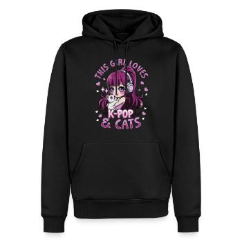 Anime K Pop & Cats Kawaii - Männer Premium Bio Hoodie - Schwarz - Vorne - Nico (187cm)