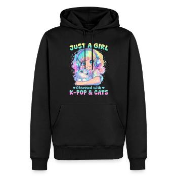 Anime K Pop & Cats Kawaii - Männer Premium Bio Hoodie - Schwarz - Vorne - Nico (187cm)