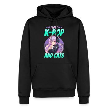 Anime K Pop & Cats Kawaii - Männer Premium Bio Hoodie - Schwarz - Vorne - Nico (187cm)