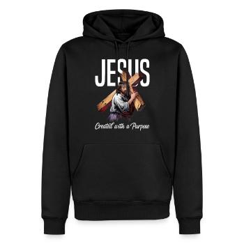 Jesus Created With A Purpose - Männer Premium Bio Hoodie - Schwarz - Vorne - Nico (187cm)