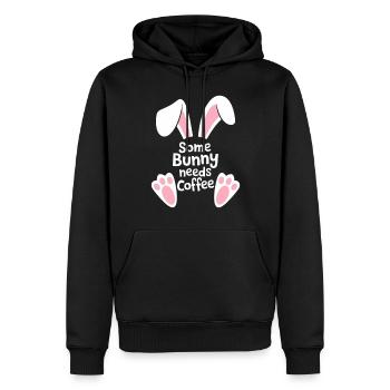 Lustiger Osterhase Kaffee Spruch - Männer Premium Bio Hoodie - Schwarz - Vorne - Nico (187cm)