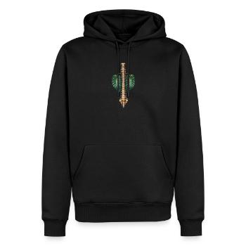 Spine and Monstera Botanical Anatomy - Men’s Premium Organic Hoodie - black - Front - Nico (187cm)