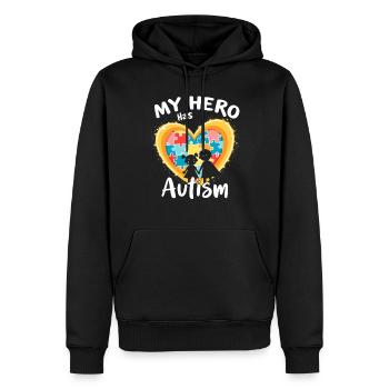 Frères et sœurs autistes - Sweat à capuche Premium bio Homme - noir - Devant - Nico (187cm)
