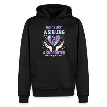 Frères et sœurs autistes - Sweat à capuche Premium bio Homme - noir - Devant - Nico (187cm)
