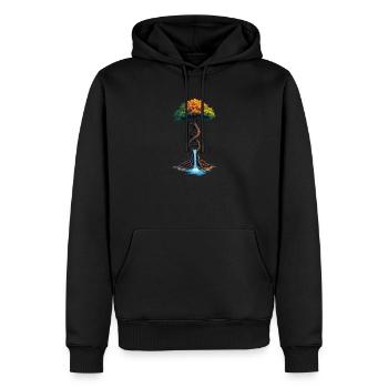 DNA-Baum des Lebens Wasserfall - Männer Premium Bio Hoodie - Schwarz - Vorne - Nico (187cm)