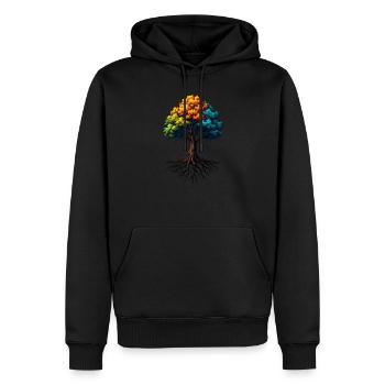 Racines vibrantes de l’arbre de vie - Sweat à capuche Premium bio Homme - noir - Devant - Nico (187cm)