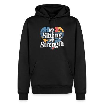 Frères et sœurs autistes - Sweat à capuche Premium bio Homme - noir - Devant - Nico (187cm)