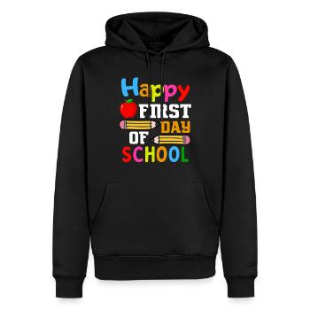 Premier jour d’école Début de l’école - Sweat à capuche Premium bio Homme - noir - Devant - Nico (187cm)