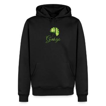 Ginkgoblatt Botanische Eleganz - Männer Premium Bio Hoodie - Schwarz - Vorne - Nico (187cm)