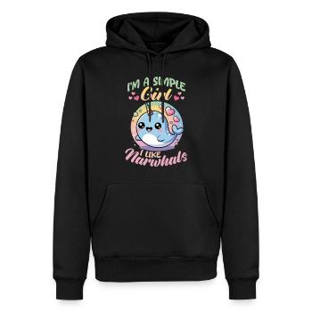 Narwhal Chibi Kawaii - Männer Premium Bio Hoodie - Schwarz - Vorne - Nico (187cm)