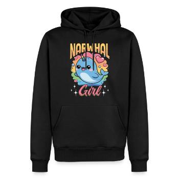 Narwhal Chibi Kawaii - Männer Premium Bio Hoodie - Schwarz - Vorne - Nico (187cm)