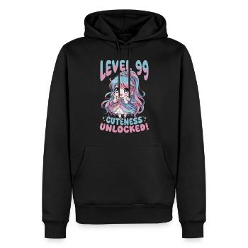 Anime Chibi Kawaii - Sweat à capuche Premium bio Homme - noir - Devant - Nico (187cm)