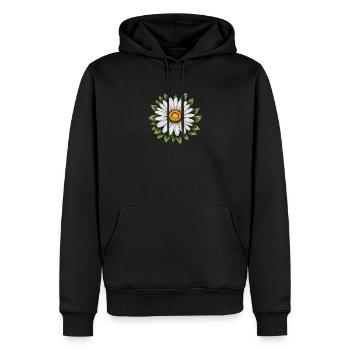 Marguerite Fleurir avec des feuilles - Sweat à capuche Premium bio Homme - noir - Devant - Nico (187cm)