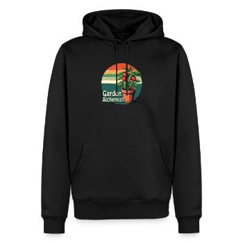 Alchimiste de jardin Tomate rétro - Sweat à capuche Premium bio Homme - noir - Devant - Nico (187cm)