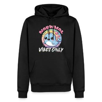 Narwhal Chibi Kawaii - Männer Premium Bio Hoodie - Schwarz - Vorne - Nico (187cm)