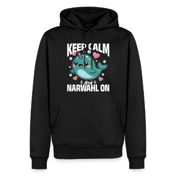 Narwhal Chibi Kawaii - Männer Premium Bio Hoodie - Schwarz - Vorne - Nico (187cm)