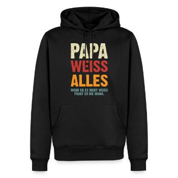 Papa Weiss Alles - Männer Premium Bio Hoodie - Schwarz - Vorne - Nico (187cm)