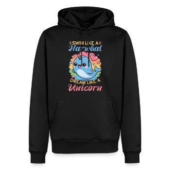 Narwhal Chibi Kawaii - Männer Premium Bio Hoodie - Schwarz - Vorne - Nico (187cm)