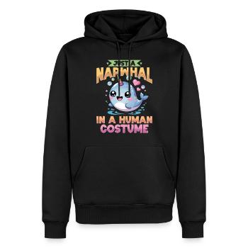 Narwhal Chibi Kawaii - Männer Premium Bio Hoodie - Schwarz - Vorne - Nico (187cm)