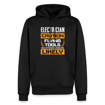 Elektriker Vorsicht Fliegende Werkzeuge Und Grobe - Männer Premium Bio Hoodie - Schwarz - Vorne - Nico (187cm)