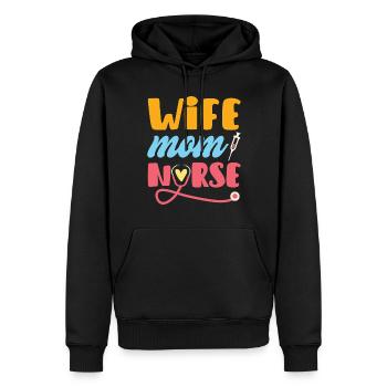Épouse Maman Infirmière - Sweat à capuche Premium bio Homme - noir - Devant - Nico (187cm)