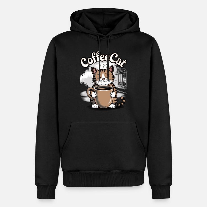 Chat de café - Sweat à capuche Premium bio Homme - noir
