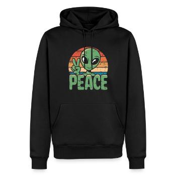 Alien UFO Peace - Männer Premium Bio Hoodie - Schwarz - Vorne - Nico (187cm)