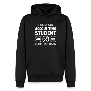 La vie d’un étudiant en comptabilité : sommeil, - Sweat à capuche Premium bio Homme - noir - Devant - Nico (187cm)