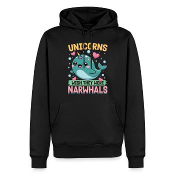 Narwhal Chibi Kawaii - Männer Premium Bio Hoodie - Schwarz - Vorne - Nico (187cm)