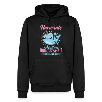Narwhal Chibi Kawaii - Männer Premium Bio Hoodie - Schwarz - Vorne - Nico (187cm)