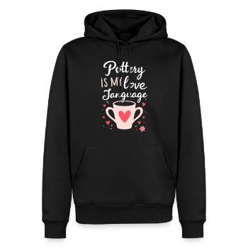 Poterie classe argile artiste céramique atelier roue - Sweat à capuche Premium bio Homme - noir - Devant - Nico (187cm)