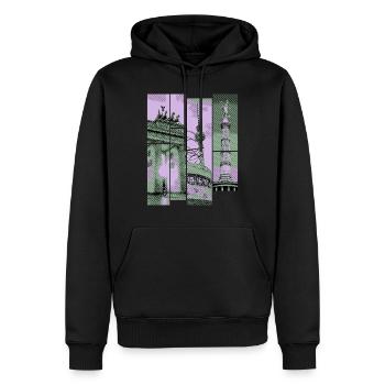 Berlin Skyline City Germany Collage Vintage - Men’s Premium Organic Hoodie - black - Front - Nico (187cm)
