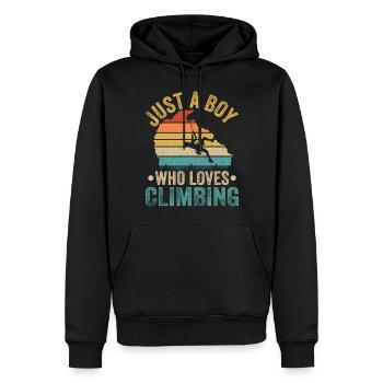 Just a boy who loves climbing - Männer Premium Bio Hoodie - Schwarz - Vorne - Nico (187cm)