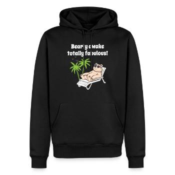 Bear in sunglasses chilling in deck chair palm trees - Men’s Premium Organic Hoodie - black - Front - Nico (187cm)