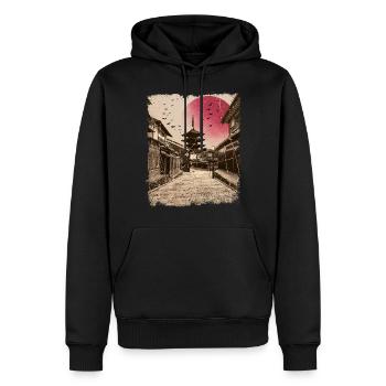 Japon Vintage Kyoto Art japonais - Sweat à capuche Premium bio Homme - noir - Devant - Nico (187cm)
