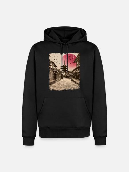 Japon Vintage Kyoto Art japonais - Sweat à capuche Premium bio Homme - noir