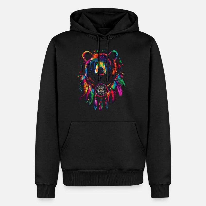 Bär mit Traumfänger - Männer Premium Bio Hoodie - Schwarz