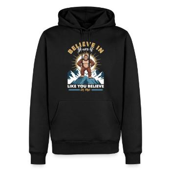 Bigfoot Sasquatch - Männer Premium Bio Hoodie - Schwarz - Vorne - Nico (187cm)