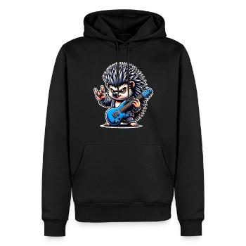 Igel Rock and Roll Gitarrist - Männer Premium Bio Hoodie - Schwarz - Vorne - Nico (187cm)