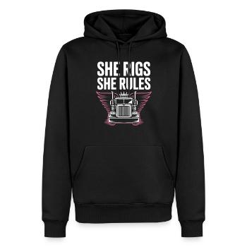 Women In Trucking Female Trucker Pride - Sweat à capuche Premium bio Homme - noir - Devant - Nico (187cm)