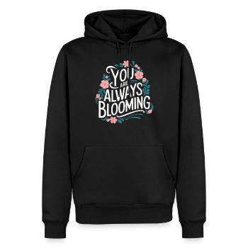 Du Blühst Immer Auf Blumenmotiv - Männer Premium Bio Hoodie - Schwarz - Vorne - Nico (187cm)